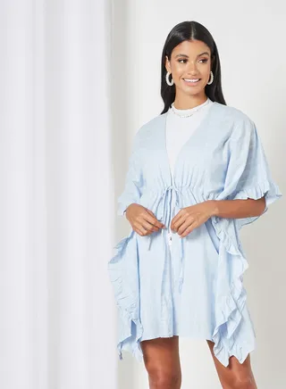 Loose Fitted Cardigan Cashmere Blue 