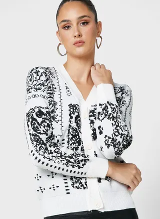 Paisley Intarsia Cardigan 