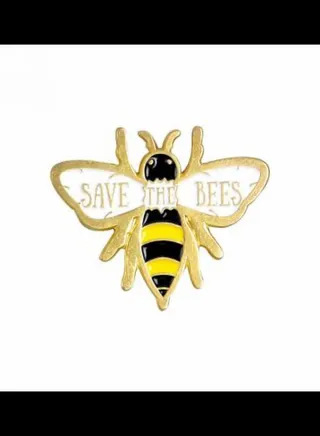 Bee Design Brooch With Save The Bee 