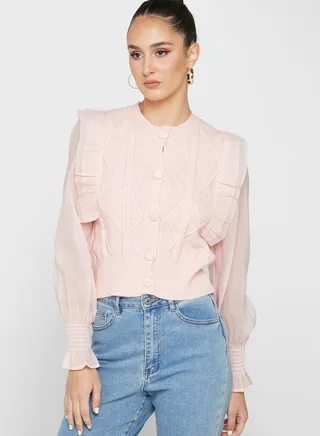 Ruffle Detail Cardigan
