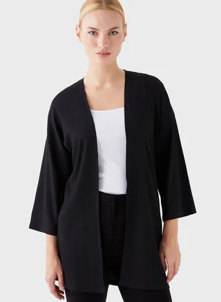 Shawl Neck Crinkled Cardigan 