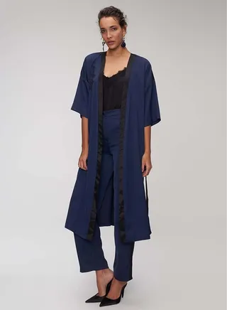Three-Quarter Sleeve Shrug Navy Blue 