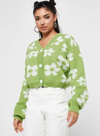 Floral Intarsia Cardigan
