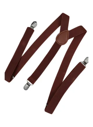 Y-Shaped Clip-On Adjustable Suspender Belt Brown 