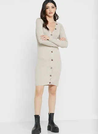 Knitted Button Down Longline Cardigan 