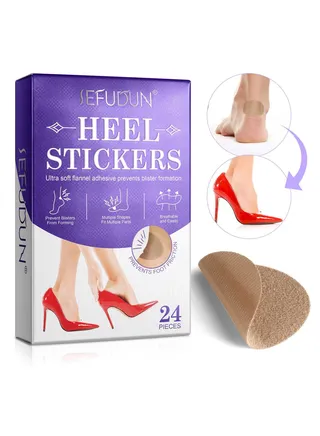 24 Pieces Heel Stickers Flannel Adhesive Pads Heel Stickers Blister Prevention Pads Anti-Wear Heel Pads for Feet Fabric Padding 