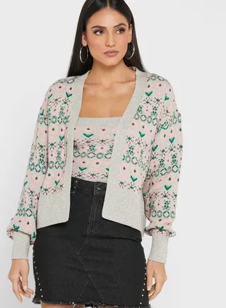 Printed Knitted Cardigan 