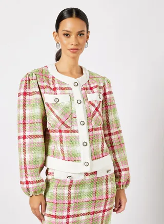 Nora Tweed Cropped Cardigan Multicolour 