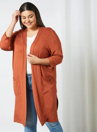 Plus Size Pocket Cardigan Arabian Spice 