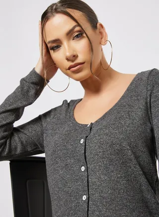 Button Down Cardigan Grey 
