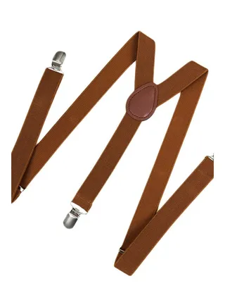 Y-Shaped Clip-On Adjustable Suspender Belt Dark Brown 