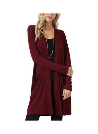 Knitted Long Sleeve Cardigan Red 