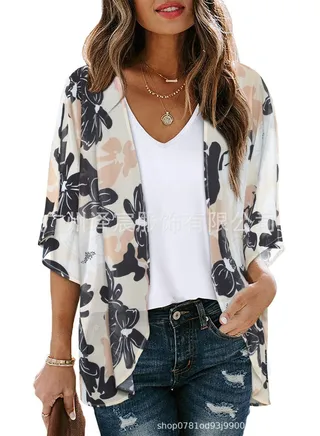 Women's Sun Protection Blouse Print Cardigan 