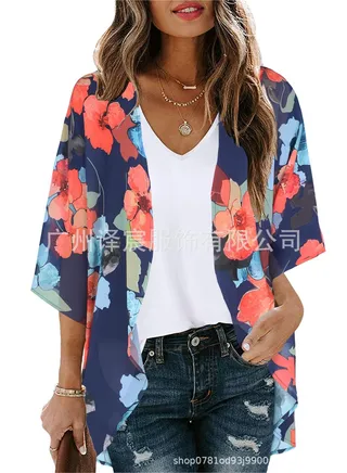 Women's Sun Protection Blouse Print Cardigan 