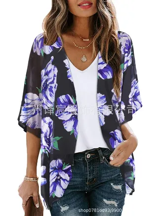 Women's Sun Protection Blouse Print Cardigan 