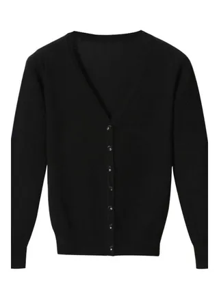Button Down Pattern Soft Knit Autumn Cardigan Black 