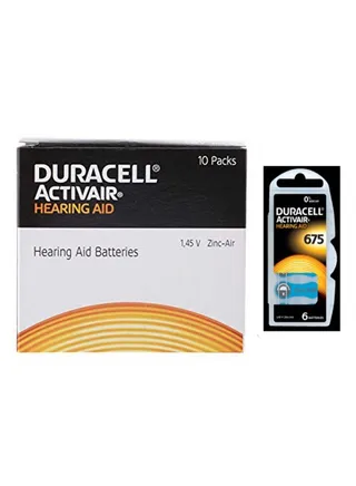Duracell Activair 1.45V Hearing Aid Batteries - Pack Of 60 Pieces 