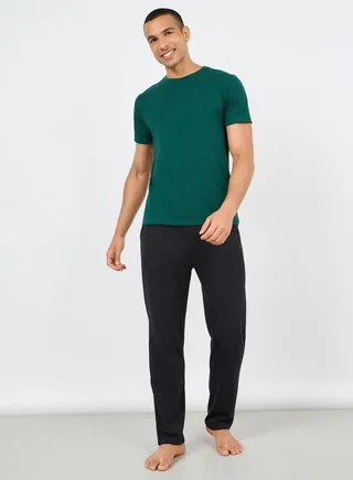 Solid Round Neck T-shirt and Pyjama Set 