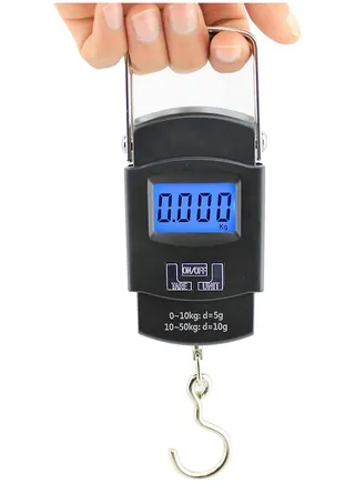 Portable Luggage Scale 50kg Digital Electronic Balance Backlit LCD Display Digital Suitcase Travel Bag Hanging Weighing Scale - Wide Stainless Steel Handle 