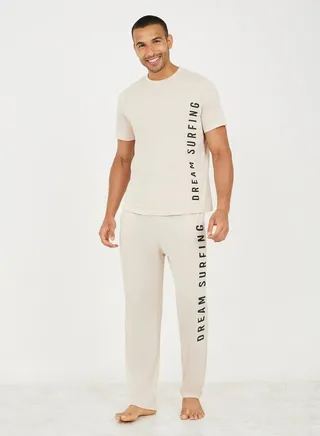Dream Surfing Slogan Regular T-Shirt & Pyjama Set 