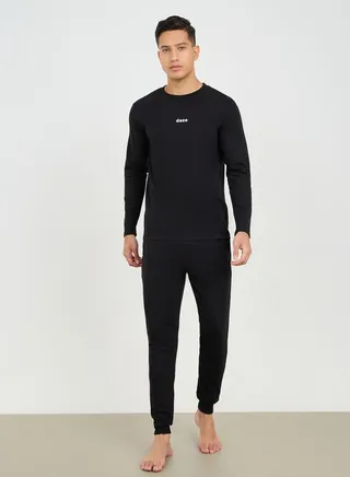 Terry Long Sleeve T-Shirt and Slim Fit Cuffed Pyjama Set 