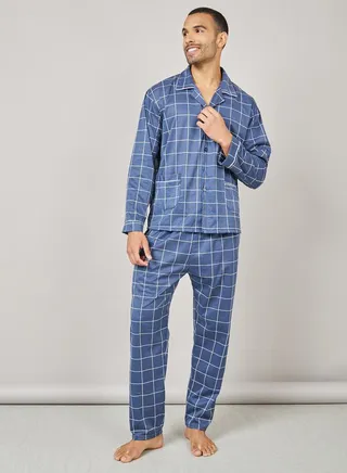 Checkered Woven Pocket Shirt and Pyjama Set