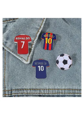 7-Pcs Football Cartoon Shape Personalized Brooch Metal Badges 
