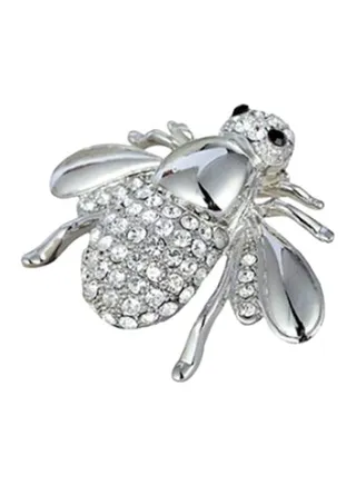 Rhinestone Studded Honey Bee Brooch 