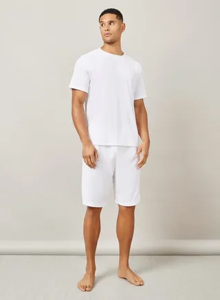 Towelling Knit Round Neck T-Shirt & Shorts Set 