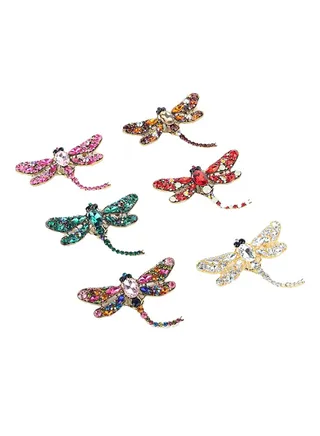 Rhinestone Dragonfly Crystal Brooch 