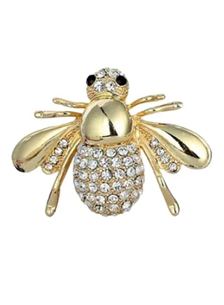 Rhinestone Studded Honey Bee Brooch 
