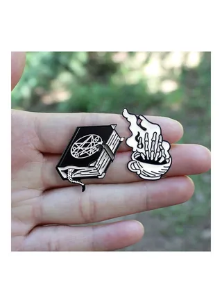 Fashion Book Coffee Cup Shape Brooch Lapel Pin 