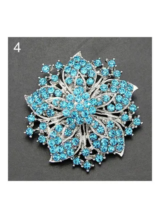 Rhinestones Round Blossom Flower Crystal Brooches Pin 