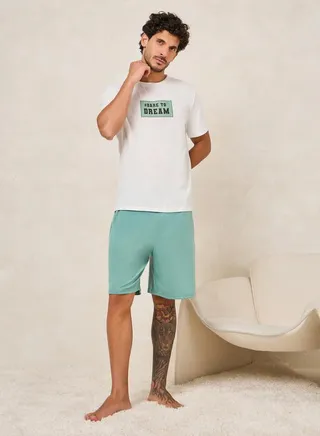Dare To Dream Slogan Print T-Shirt & Shorts Set 