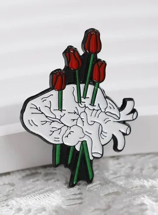 Distinctive and elegant medical pin brooch with heart and flower design beautiful accessory 