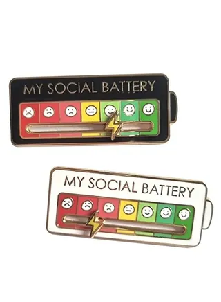 Mood Shift Energy Brooch Personalized Couple Slideable Social Metal Badge Men's & Women's Pins Jewelry (Black Single) 
