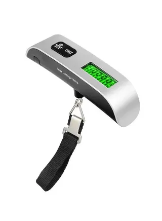 Portable Digital Luggage Weighing Scale in Black/Silver with LCD Display - A Travel Essential for Airline Weight Limits, Lightweight, and Reliable 