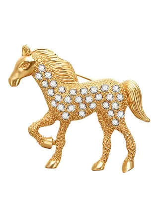 Rhinestone Studded Horse Design Brooch 
