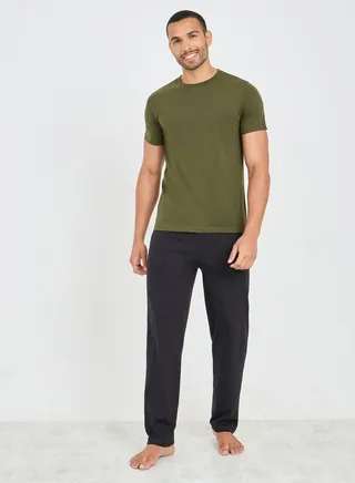 Solid Regular Fit T-shirt and Straight Leg Pyjama Set 