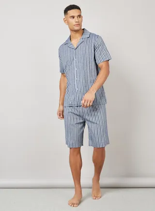 Striped Revere Collar Shirt and Short set 