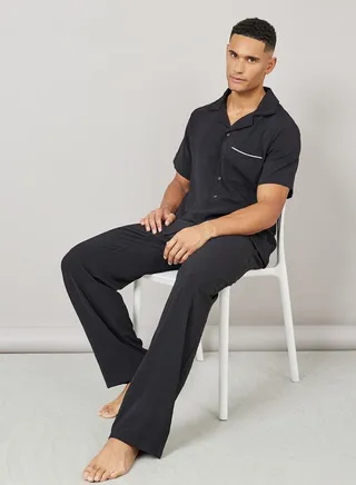 Crinkled Shirt and Straight Pyjama Set