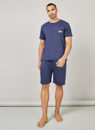 Minimal Print Crew Neck T-shirt and Short Set 