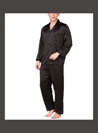 2-Piece Printed Silk Pyjama Set Jet Black 