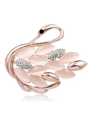 High-End Swan Shaped Gem Brooch 