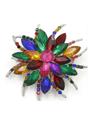 Fashionable Flower Brooch With Rhinestone 