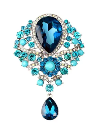 Rhinestone Studded Dangle Brooch 