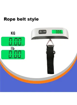 LCD Display Portable Digital Luggage Weighing Scale 50kg Handheld Electronic Luggage Scale Portable Travel Black/Silver 