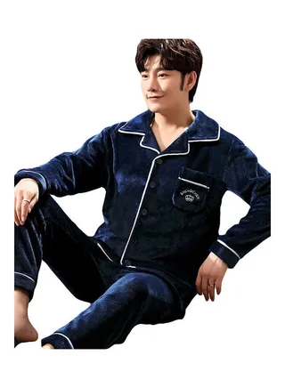 2-Piece Nightwear Pyjama Set Dark Blue 