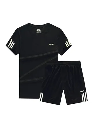 Casual T-Shirt And Shorts Set Spider Black 