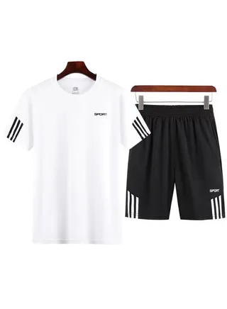 Casual T-Shirt And Shorts Set Powder White 